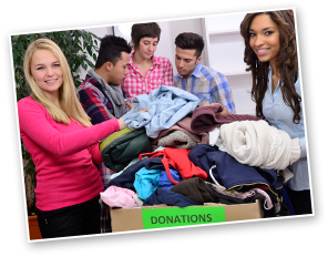 Group of people donating clothing