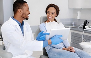 Woman smiling at the dentist
