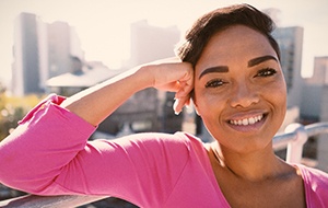 A smiling woman