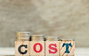 Cost written on wooden blocks