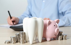 Coins and piggy bank