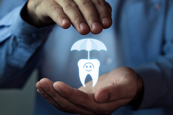 tooth with umbrella