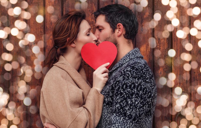 Couple kissing on Valentine's Day