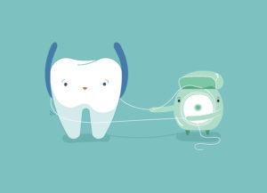 tooth using dental floss illustration 