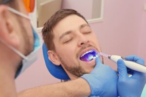 Man getting a tooth-colored filling